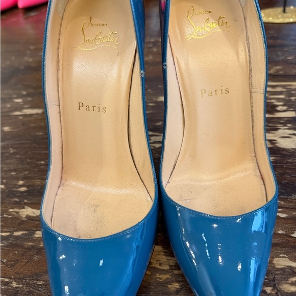 Christian Louboutin Pigalle 100 Patent Leather Pumps Petrol Blue | 39 - Picture 2 of 4